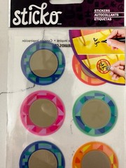 Sticko Dimensional Sticker 8 PC Scratch off Labels Blue Pink Orange Scrapbooking