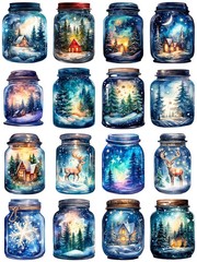 Christmas Magic Jar Winter House Scenery Stickers Stationery Scrapbooking Craft