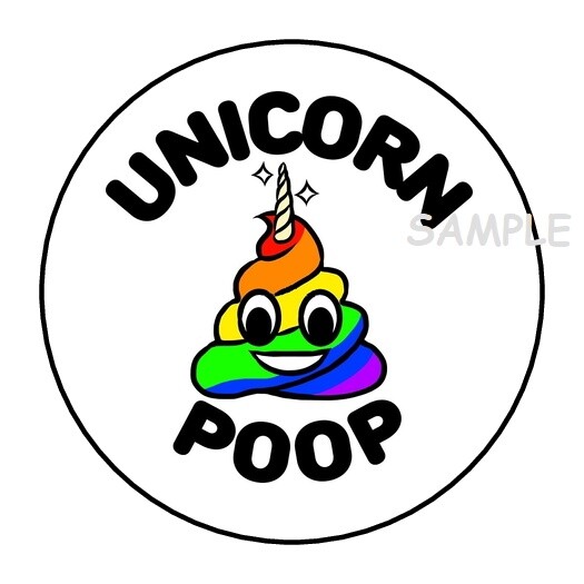 30 RAINBOW UNICORN POOP ENVELOPE SEALS LABELS STICKERS 1.5″ ROUND GIFTS FAVORS