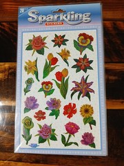 2 SHEETS 20 Pcs Sparkling Stickers Flowers Floral Brand New Vintage