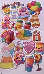 Lot of 19 Sweet Treat Colorful Candy Glossy Stickers ~ Junk Journal Supplies
