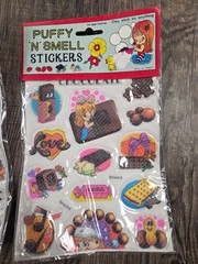Puffy-n-Smell Stickers 1980s CHOCOLATE + Grape Puff Scratch Set of 2