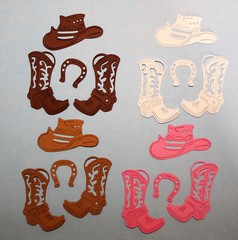 Cowgirl Boy Boots Hat HorseShoe Die Cut Western Embellishment Scrapbooking 8 pcs