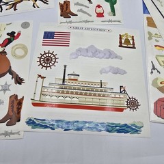 Vtg Mrs. Grossmans Stickers Cowboys Fishing Ship Western