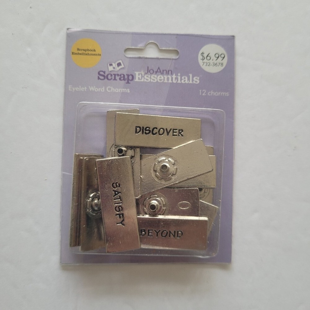 JoAnn Scrap Essentials Eyelet Word Charms 12 pcs