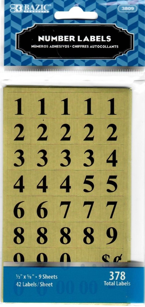 2 X Gold Foil Number Label – Pack by BAZIC (756 Total Labels)