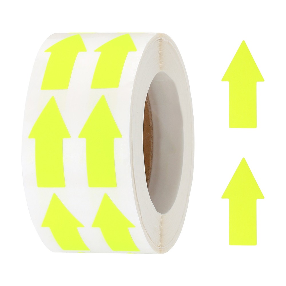 Sticker Labels 1000 Count/Roll 0.6×1.2 Inch Fluorescent Yellow Arrow Shape Signs