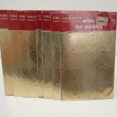 Vtg Gold Foil Heart Stickers American Greetings Forget Me Not 9 Pkgs Unopened