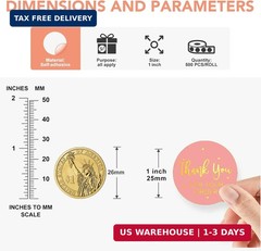 Thank You Stickers Small Business – 500Pcs 1inch Shipping Supplies, Elegant Labe