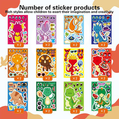24 PCS Dinosaur Sticker for Kids, Make Your Own Dinosaur Sticker Sheets 12 Desig
