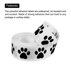 Adhesive Label Stickers Transparent Black 500Pcs Paw Stickers 1.5″ Stickers