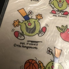 1976 SCRATCH N SNIFF MR. MEN AND LITTLE MISS STICKERS SEE THRU MARK • MR. FUNNY