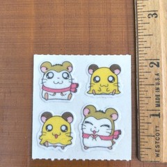 Vintage Sandylion Sanrio Pashmina Penelope & Howdy Hamtaro Fuzzy Sticker Mod