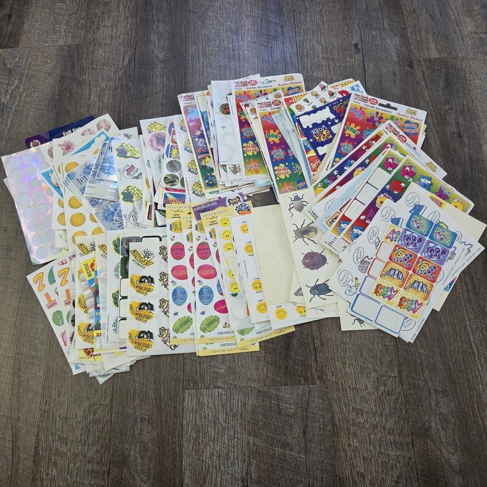 Large Lot Of Assorted Stickers Vintage Modern Scrapbooking Animals Smiley School