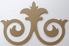 {12} CROWN SCROLL FLOURiSH – Bare Chipboard Die Cuts – 5″