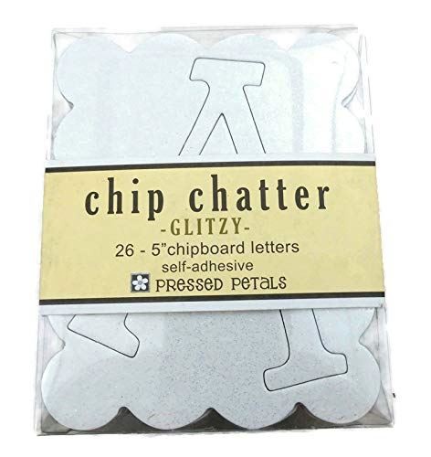 White Glitzy Chip Chatter Chipboard Letters 5 Inch