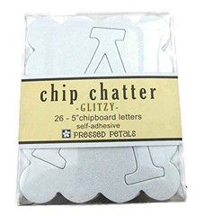 White Glitzy Chip Chatter Chipboard Letters 5 Inch