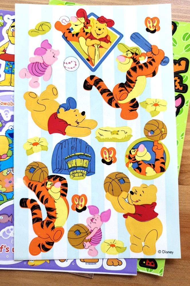Sandylion Winnie the Pooh Piglet Tigger Baseball Striped Sticker Sheet