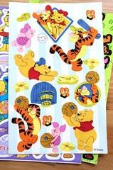 Sandylion Winnie the Pooh Piglet Tigger Baseball Striped Sticker Sheet