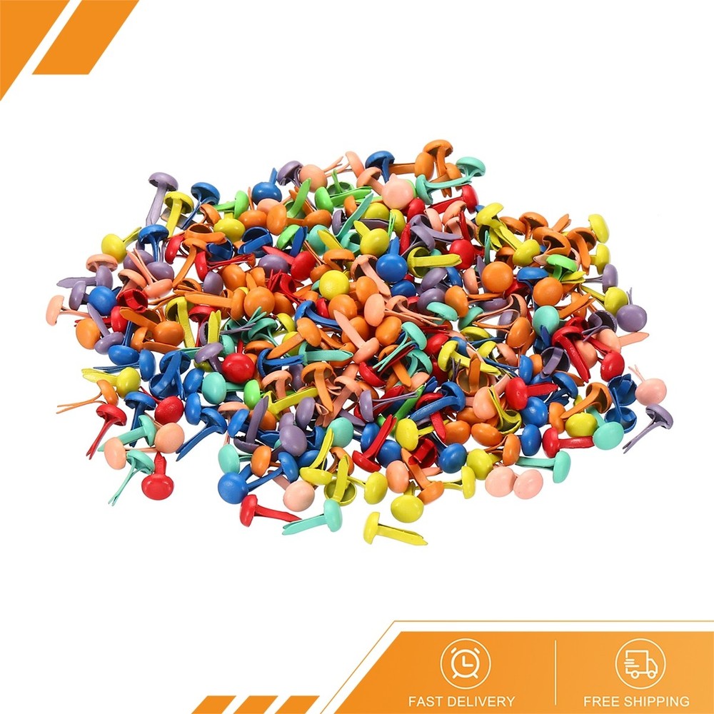 300Pack 4.5 x 8 mm Mini Brads for Paper Crafts Paper Fastener Assorted Colors