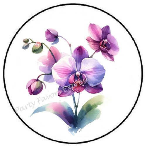 ORCHID FLOWER ENVELOPE SEALS LABELS STICKERS PARTY FAVORS