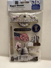 Paper House 3D Scrapbook Sticker Washington DC Stars Stripes White House