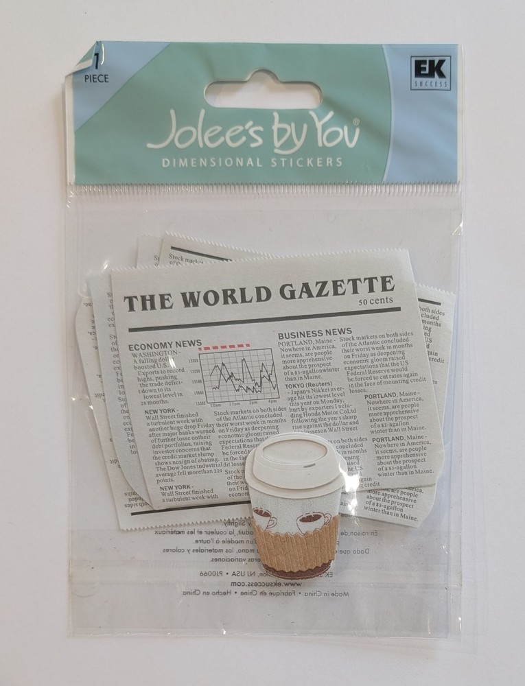 VERY RARE Jolee’s Newspaper & Coffee Scrapbooking Sticker