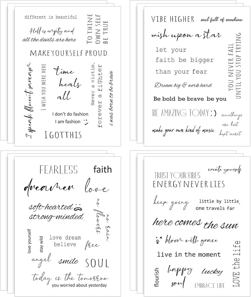 12 Sheets Inspirational Quote Stickers for Journaling and Scrapbooking