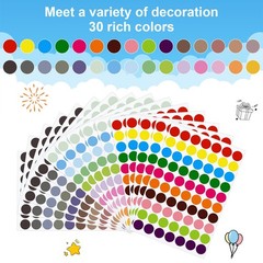 1050 Pcs Dot Stickers 3/4 Inch Colored Dot Stickers 30 Color Circle Coding La…