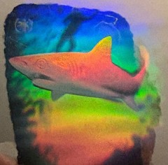 1992 HOLOGRAPHIC SHARK STICKER with DIVER IN BACKGROUND-GREAT DEPTH-GREAT COLORS