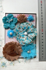 TEAL BLUE & BROWN Fabric Lace Organza Mix – 7 Floral Flower Pk 25-70mm NJC V4 A