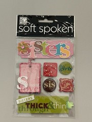 Retired Me & My Big Ideas Soft Spoken Embellishments Sisters Stickers New Sealed