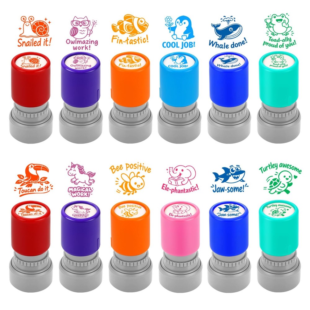 12Pcs Animal Teacher Stamps for Classroom, Teacher Appreciation Gifts, Self I…