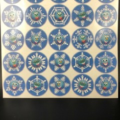 Vintage Highlights for Children Sticker Sheet Snowflake Smiley Faces YES Circle