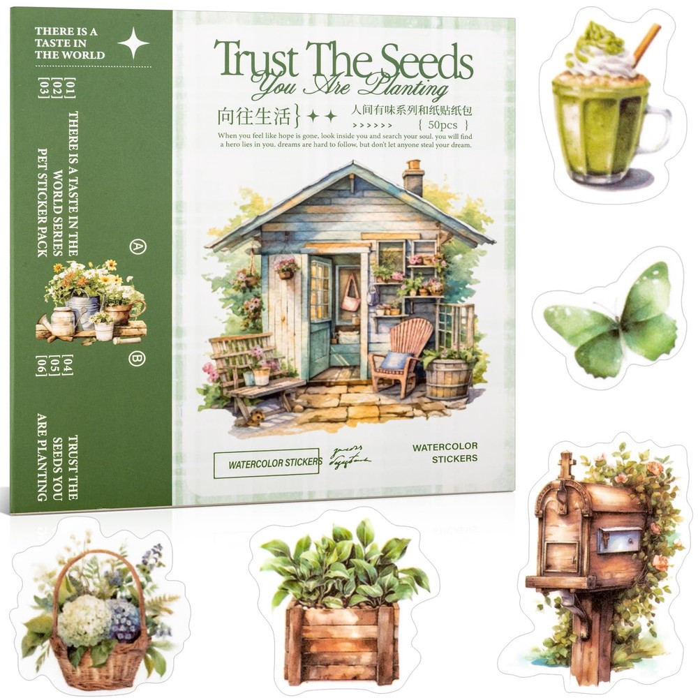 Beautiful Garden Theme Sticker Scrapbooking Supplies for Junk Journal, 50 She…