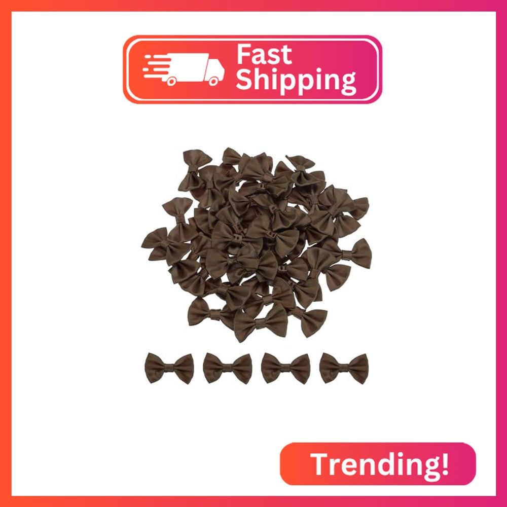 MECCANIXITY 100pcs Dark Brown Bow Ties 1.5″ x 1″ Mini Bowknot for Crafting Littl