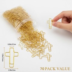 70 Pack Gold Cross Paper Clips, Decorative Paper Clips and Bookmarks for Bibl…