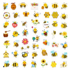 100pcs Bee Theme Waterproof Vinyl Stickers Bumble Bee Decor & Party Favors G…