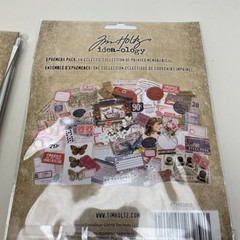 Tim Holtz Idea-ology Layers Remnants 33pc & Ephemera Keepsakes 95pc, Lot of 2