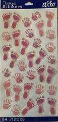 PASTEL PINK BABY GIRL PRINTS Mylar Glitter Stickers(18pc) Sticko…Newborn…Hands…