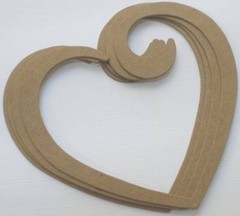 {4} *OPEN HEART SWIRL* Raw Bare Chipboard Die Cuts