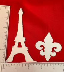 Tim Holtz Die Cuts * Eiffel Tower and Fleur de Lis * 12 Sets * White Cardstock