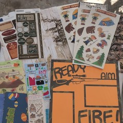 Mixed Lot 12×12 Papers: Camping Hunting Fishing Scrapbooking Lot