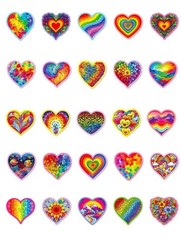 20Pcs Rainbow Heart Vinyl Stickers For Water Bottles Laptop Scrapbooks & more