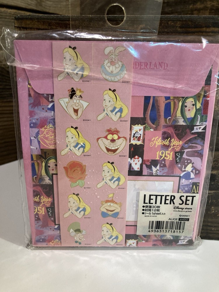 Disney Alice in Wonderland Japan Stickers Notecards & Envelopes Set New