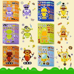 Creative Mix and Match Robot Stickers – 36 Sheets for Endless Fun and Teamwork
