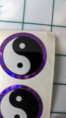 Vintage Stickers Yin Yang Symbol Prism Red Purple Silver POGS Slammers Lot Of 9