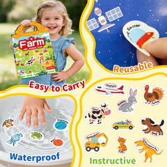 6 Sets Reusable Sticker Book for Toddlers 3-6, Jelly Stickers Book for Kids, Tra