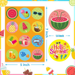 500 PCS Summer Stickers for Kids, 30 Sheets Beach Ocean Tropical Ice Cream Sea A