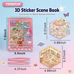 20 Sets DIY 3D Sticker Scene Collection Book, Miniature Cute Cartoon Animal Stic